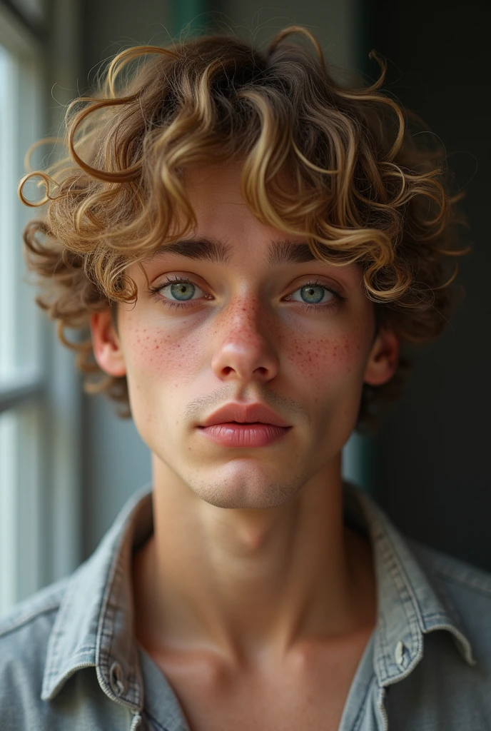 child, Son of a 72kg Woman, 1,67m high, dark brown curly hair, large nose, mouth with intermediate sized lips, skin fair, Italian ethnic origin, Syrian and Lebanese, brown dark eyes, rounded face of a man with German and Italian ethnic origins, weight of 89Kg, height of 1,83m, light caucasian skin, blue colored eyes, intermediate nose, intermediate lips, Oval face, straight blonde hair, with intermediate baldness, similar but not the same as Spencer Pratt