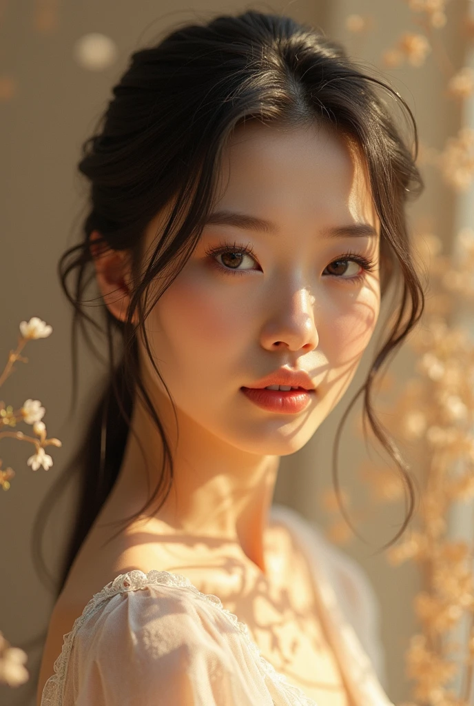 (best quality,4k,8k,highres,masterpiece:1.2),ultra-detailed,(realistic,photorealistic,photo-realistic:1.37),1girl,beautiful detailed eyes,beautiful detailed lips,extremely detailed eyes and face,longeyelashes,nude,female nude,elegant,graceful,soft skin,delicate features,serene expression,natural lighting,warm color palette,dreamlike atmosphere