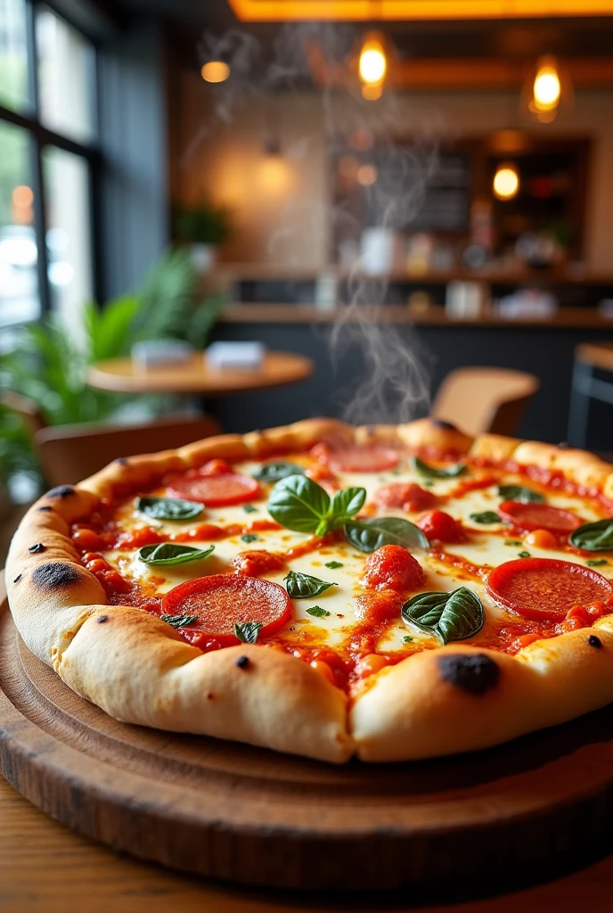 A promotion of a pizza with a 20 % off
