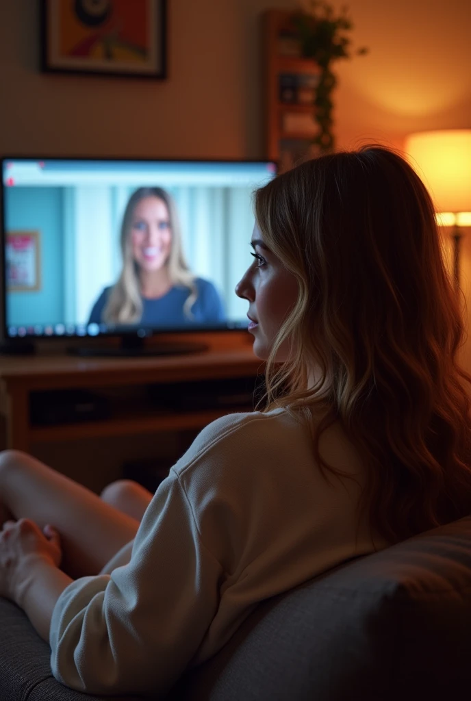 An image of a woman watching YouTube and the screen showing that she is watching YouTube can be seen 