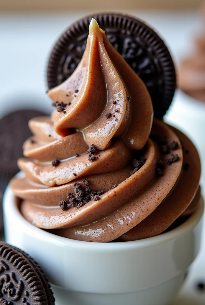 Chocolate and dulce de leche granita with oreo cookies on top