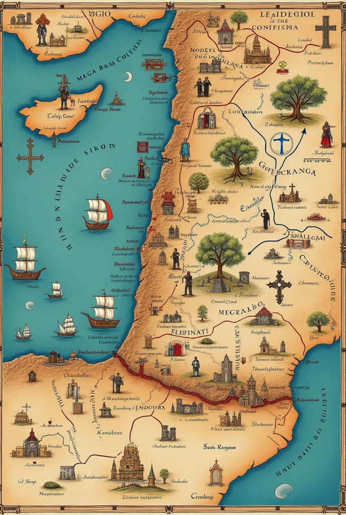 drawing of a map of the crusades in portuguese br