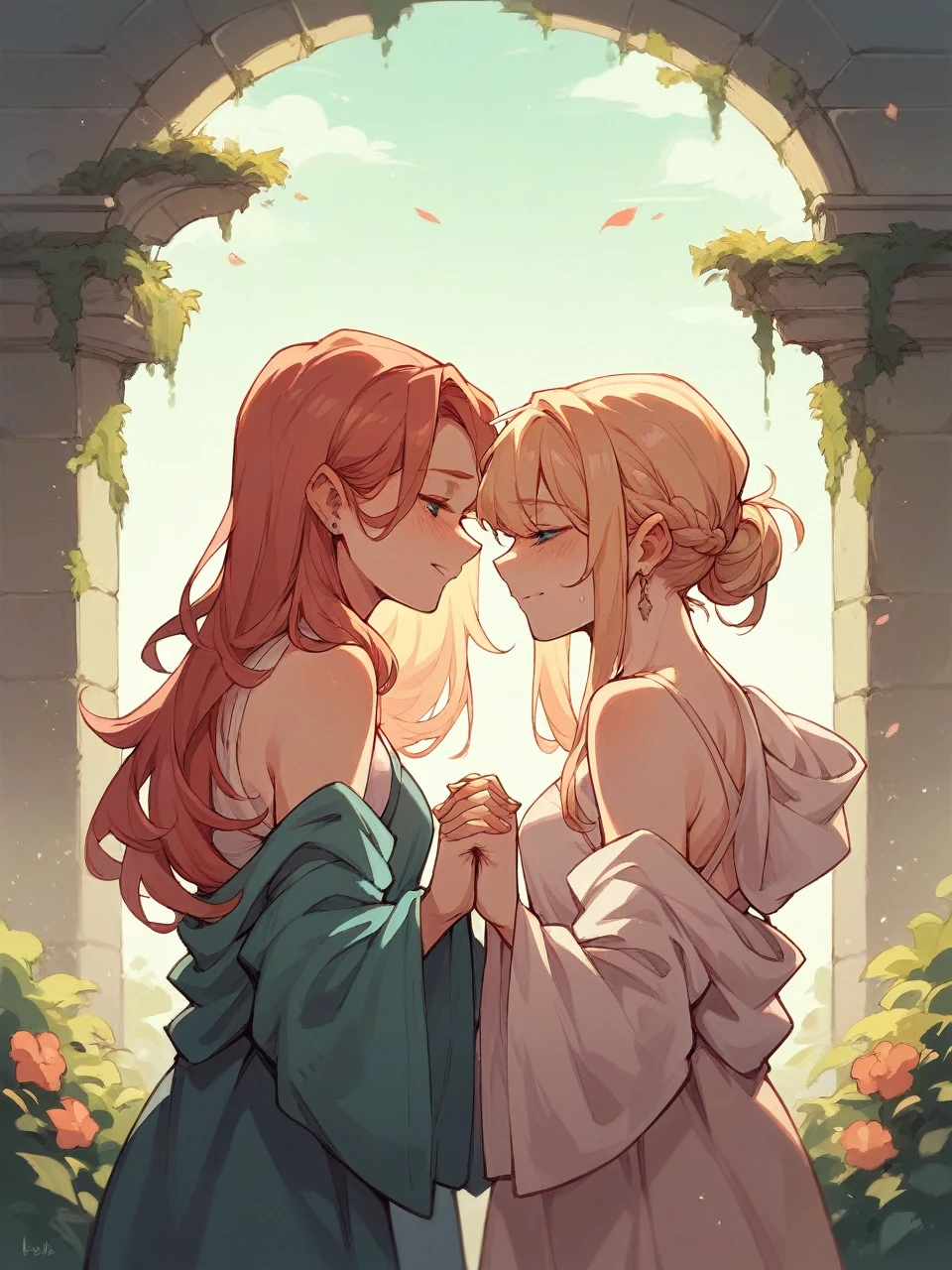 holding hands (couple of two women, vibe fly)