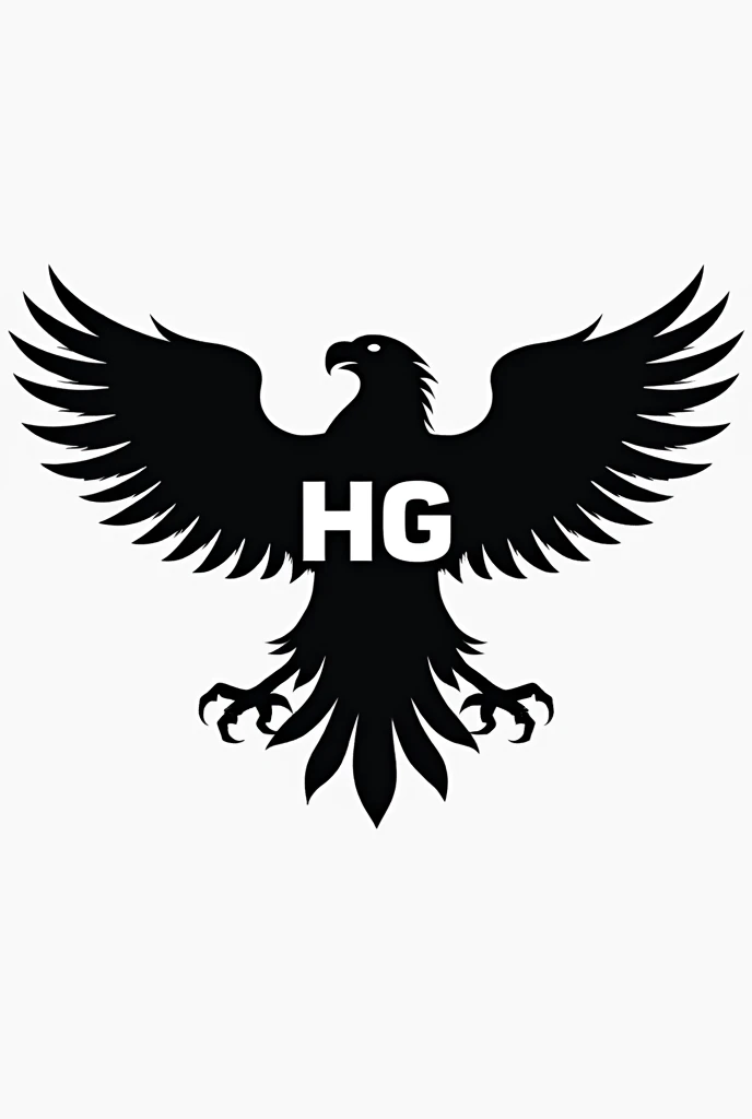 Logo of an eagle with the letters HG in black and white 