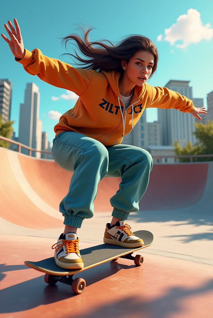 Raissa Leal skateboarding