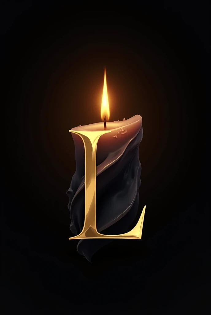 Generate a gold and black logo for a scented candle store in which the protagonists are an L and a lit candle accompanied by the letter L that looks very real