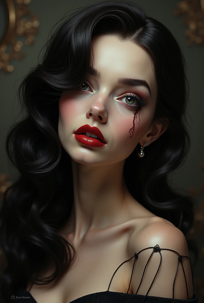 (Incredibly detailed, beautiful detailed face, masterpiece, best quality), Jessica Rabbit, stitches on the face, Jessica Rabit, Tim Burton's Bride movie style