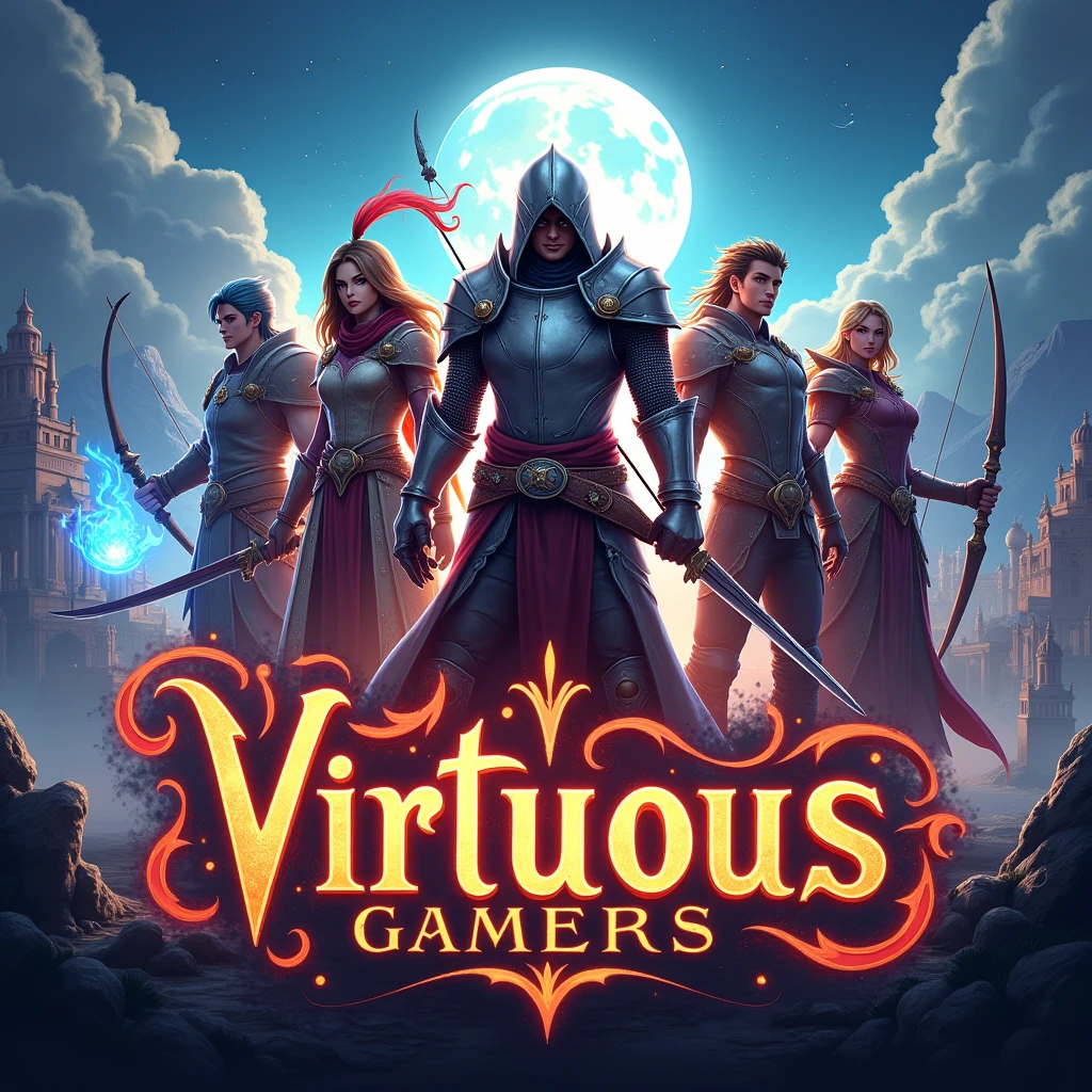 YouTube banner containing the name of the Virtuous Gamers channel and the characters of the 6 main single player games