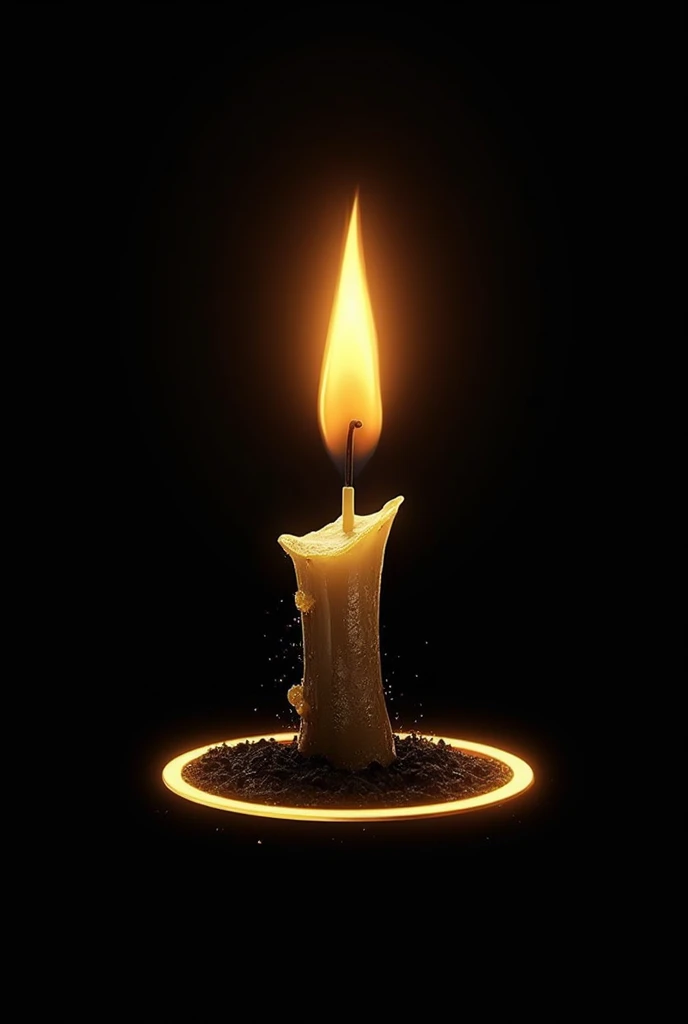 Generate a gold and black logo for a scented candle store in which the protagonists are an L and a punk-real lit candle accompanied by the letter L that looks very real wrapped in a golden circle