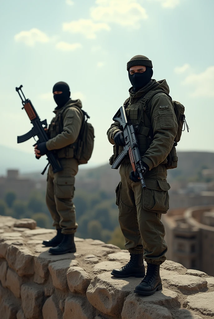 2 Men with Kalashnikovs on the Walls of Diyarbakır
