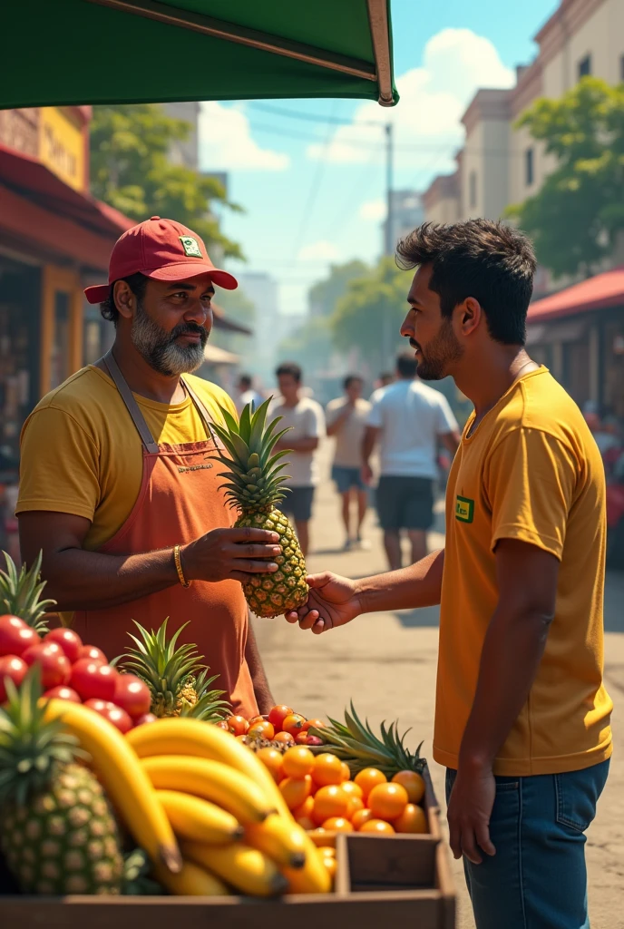 Cassio was working another day in his van selling fruit (in Brazil), your fruits, of excellent quality caught everyone's attention and that's why they always sell a lot. Suddenly, amidst the large number of customers passing through his store, a man named Marcos appears, with a tired expression asking for a peeled pineapple to eat right there. Cassio peels the pineapple and delivers the fruit in pieces to Marcos.
But instead of sitting down and enjoying the pineapple, The first thing Marcos did when he received the pineapple was to take pictures of the pineapple to post on his social media..
after a brief conversation, Marcos was in a hurry because his lunch break was coming to an end., and he needed to get back to work, just eat a slice of pineapple and leave the rest there.
Cassio, perplexed, wonder if showing a false moment of your life on social media is worth more than living a real moment. Then he sits down and eats the almost intact pineapple that Marcos had left aside., and enjoy every piece of pineapple.