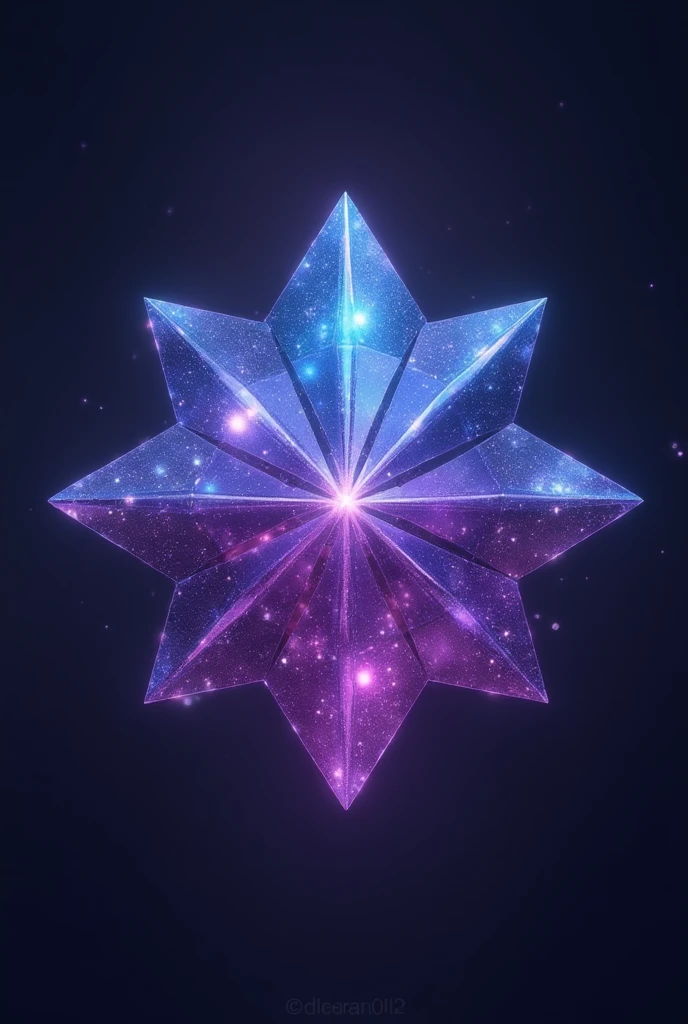 Draw a 6-pointed star-shaped gem with no background using a universe-themed purple and blue tone