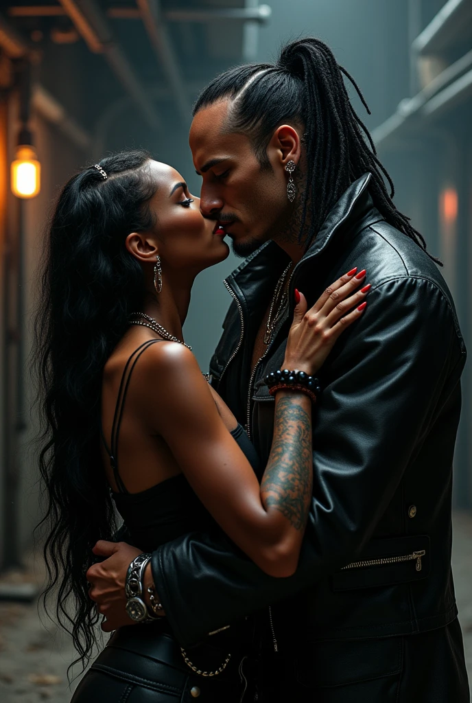 Fullbody standing picture of white skin Handsome muscular naked horny sexy man wearing golden chain harness is sexing sexing front hug with his girlfriend, sexy wet intercourse, shiny brown varnished shoes, shiny light brown hair Disconnected Pompadour oiled hair style, big golden neck chain, red lip, six pack, tattoos, horny, cum shot, sperm, milking penis, very big penis, very big testicle, shiny oiled skin, orgasm, oversexed, masturbation, standing at white show room.