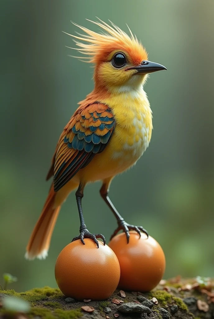 A small bird with giant heavy balls between its legs 