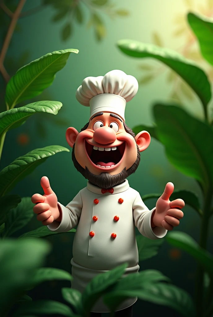 Bana leaf background with a chef meme