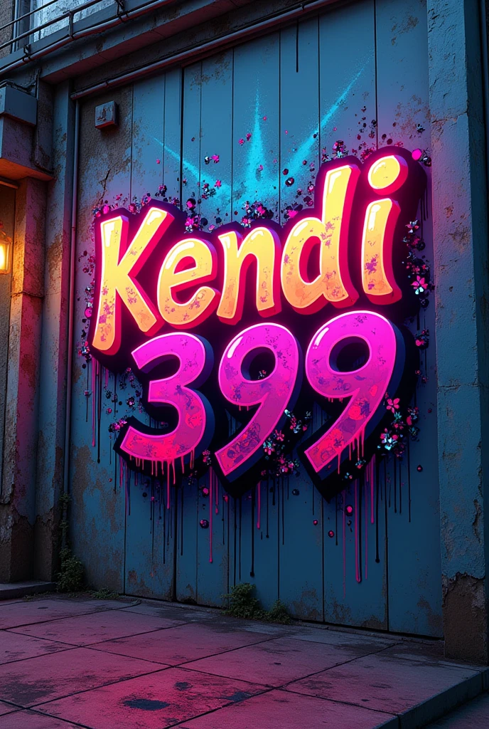 A neon graffiti saying Kendi399