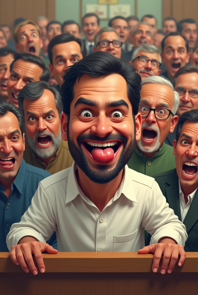 Rahul Gandhi Showing Tounge in parliament with too many people behind them Funny faces