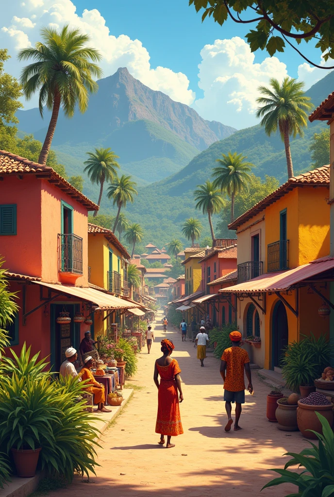 Créer moi l'image d'un beau village africain