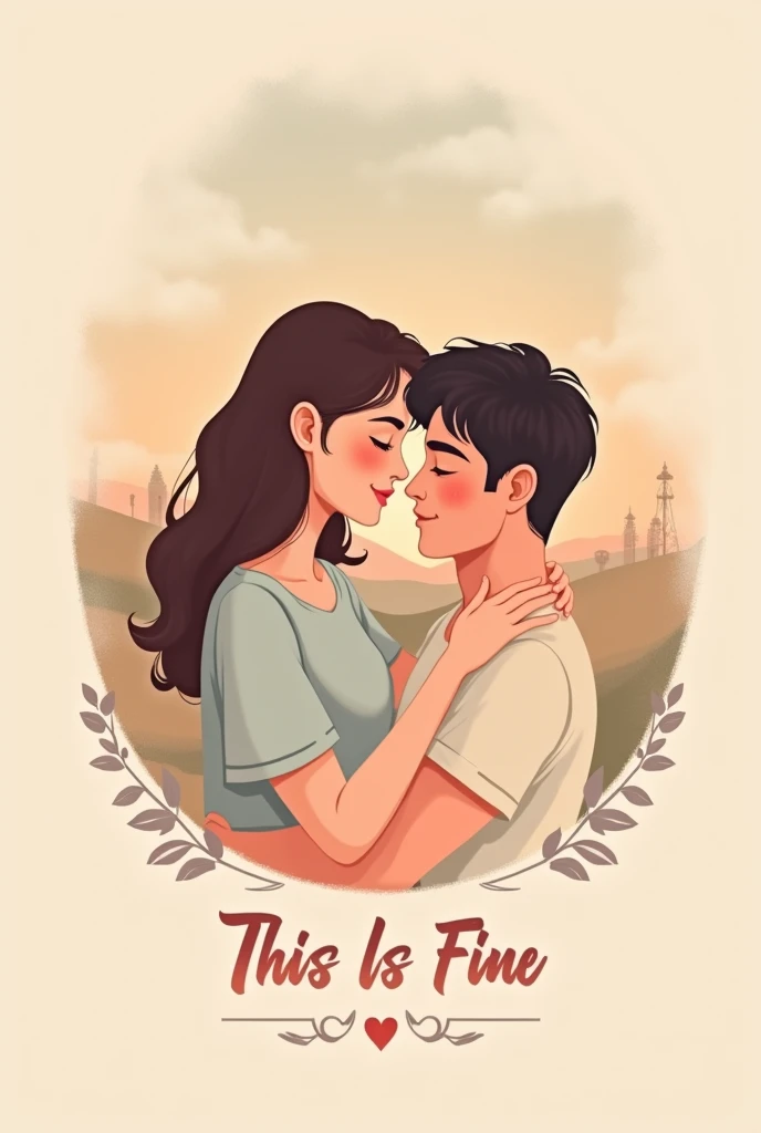 create a simple romance book cover with the title "thisisfine"