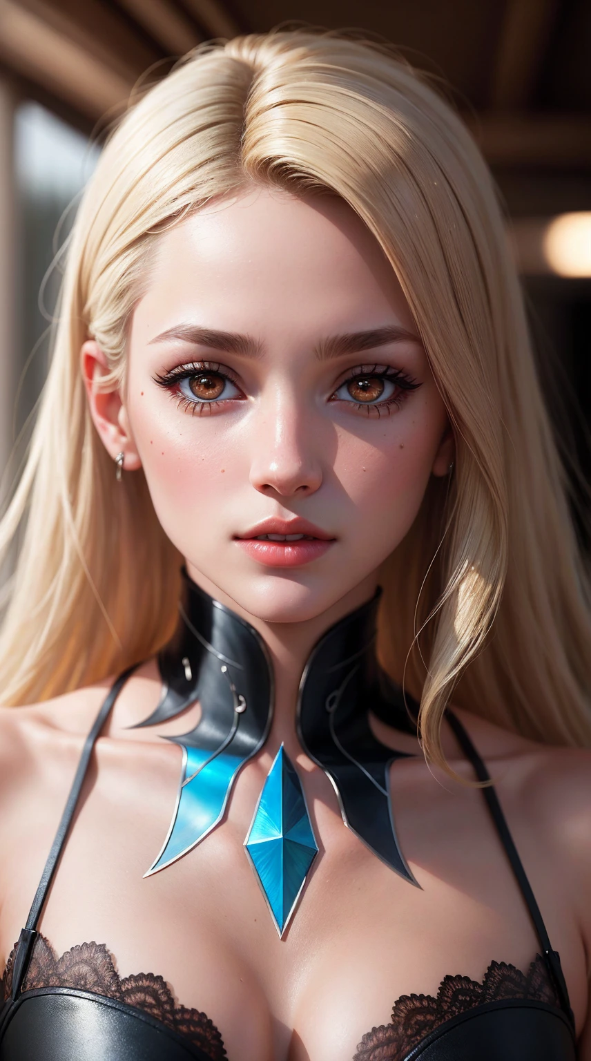 Realism, Realistic, ultra realistic details: velvety skin, blonde short slicked to the side hair, symmetrical lips, light glossy red_lipstick, long blue_eyelashes, pupils, BREAK, Caucasian model of, masterpiece, top quality, raw photo, photorealistic, incredibly ridiculous, beautiful girl, cute, depth of field, high resolution, ultra detail, fine detail, high detailed, sharp pupils, realistic pupils, sharp focus, cinematic lighting , cohesive hairstyle, Blonde, Clean clothing, Face closeup, (clear sharp focus, not blurry, Realistic brown_eyes:1.35), Masterpiece, Realistic skin texture, Ultra detailed, Lustrous hair and skin