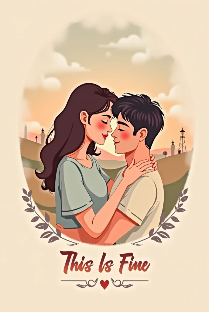 create a simple romance book cover with the title "thisisfine"