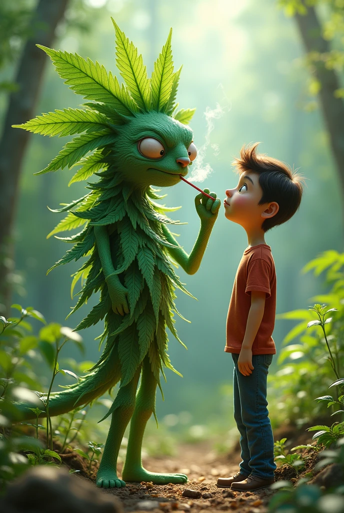 Plant de cannabis qui fume un humain humour