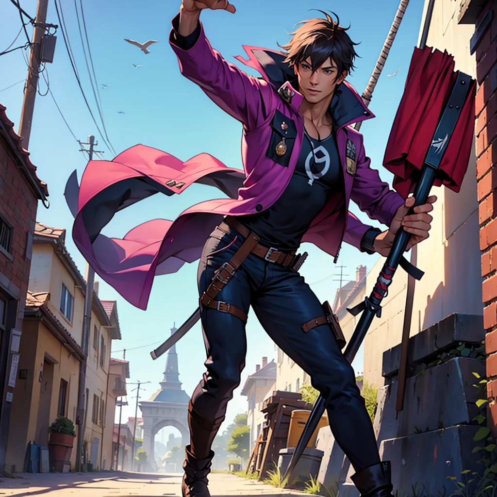 Remy LeBeau, Gambit, holding an iron staff.