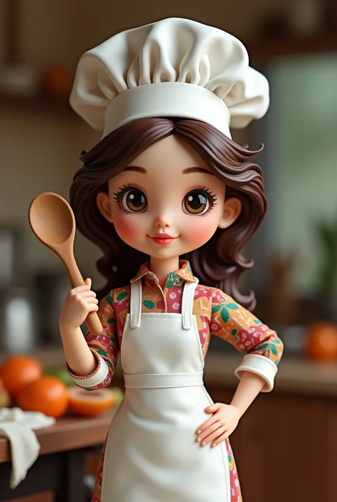 Brunette chef doll