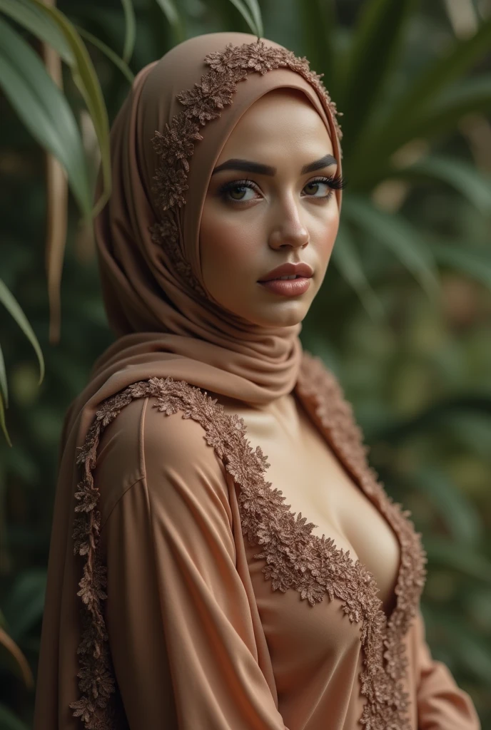 a hijab-wearing woman blue Russia malay, beautiful detailed eyes, beautiful detailed lips, extremely detailed face and skin.nude bodyopen bra.(( Nude full body. Black nipple. Big nipples)). Dark nipple. , Doggystyle fuck. Undress. Reverse fuck.long eyelashes, ornate hijab, serene expression, natural lighting, color tones, cinematic composition, highly detailed, hyper realistic, masterpiece, 8k, photorealistic. Squeeze . Nude body.