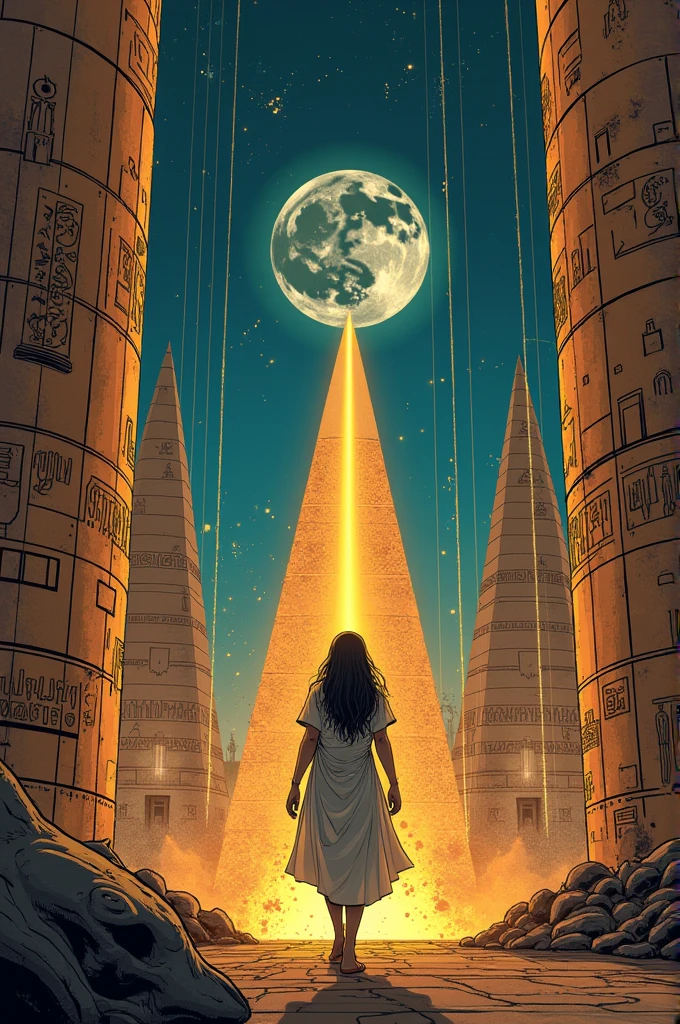 I need a comic that is based on Egyptian culture and deals with how artificial intelligence takes over humans today. 
