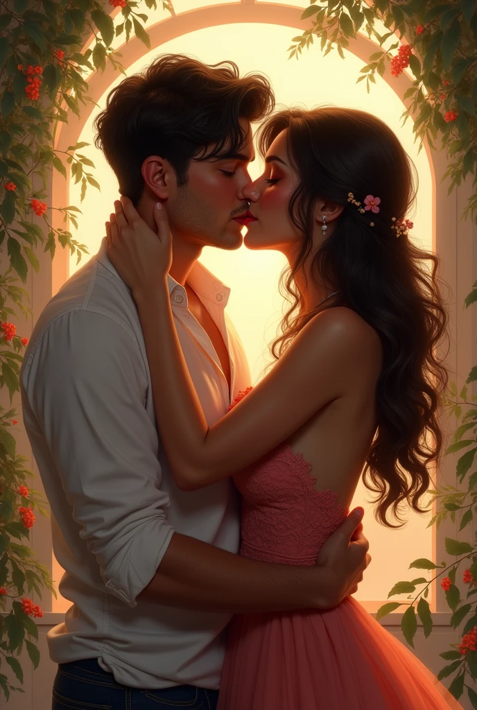 Boyfriend and girlfriend kiss