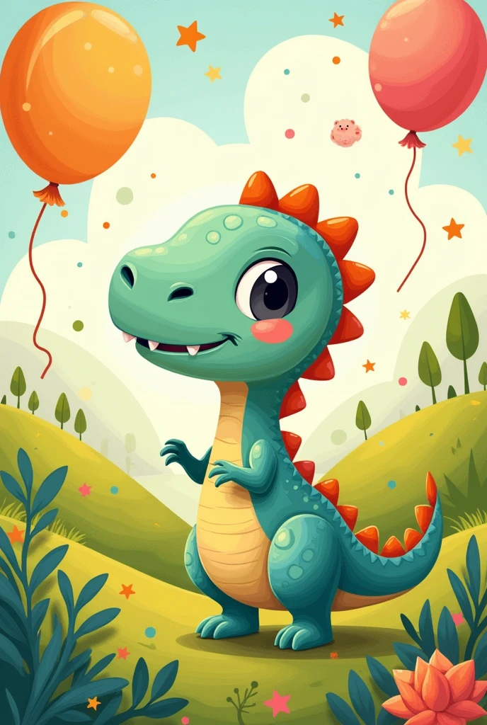 Create a birthday invitation, in the theme of dino the name of the chilO,