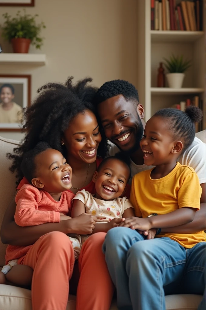 Happy black family