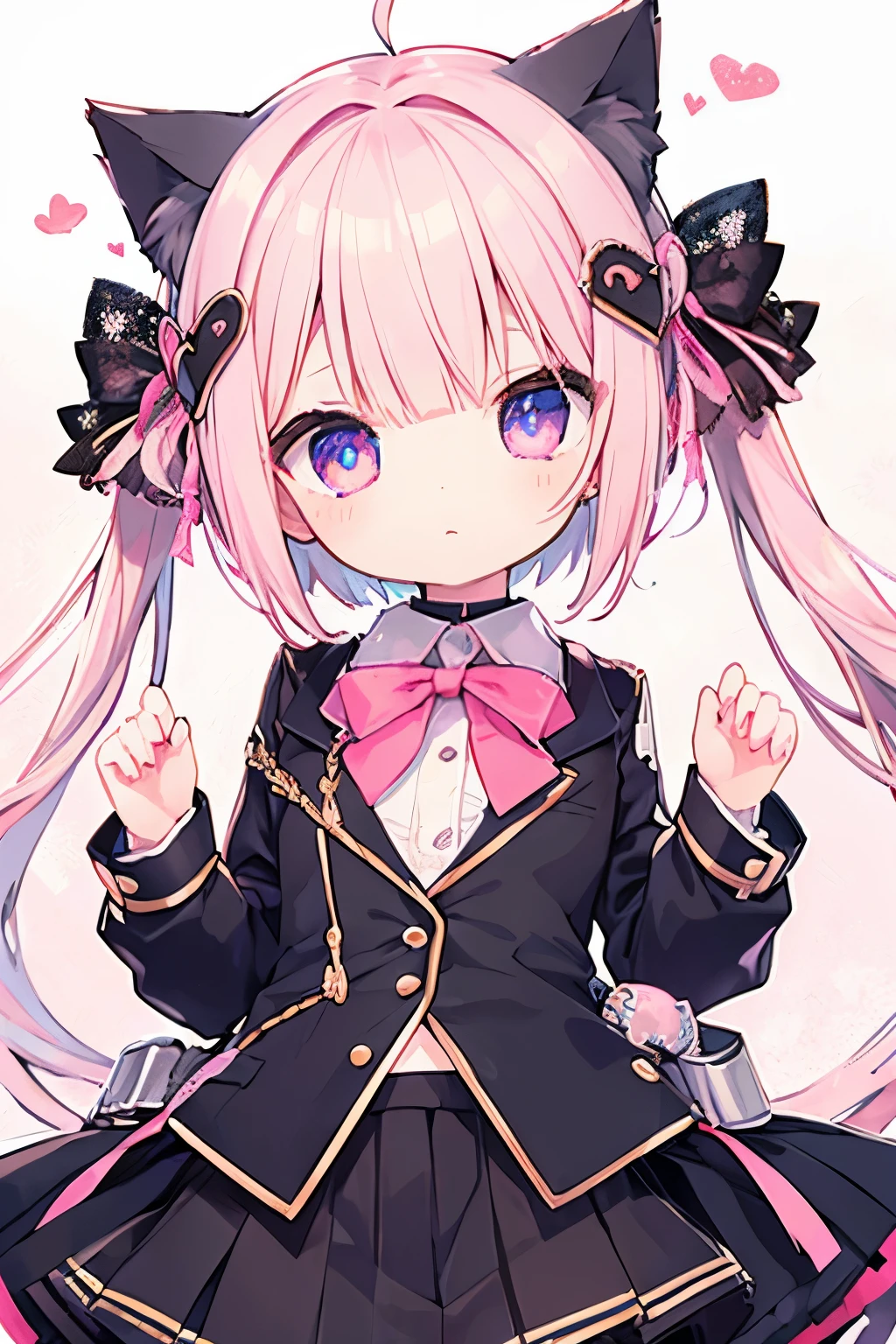 NSFW,very short pleated miniskirt、Light pink hair、Putting on a collar、Elementary school girl、Very beautiful and Shining Eyes、Shining Eyes、1 person、Cat ear、(((((Small body)))))、heart❤