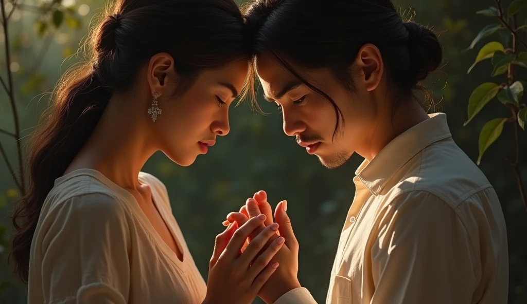 Body contact where a woman touches a man's arm、