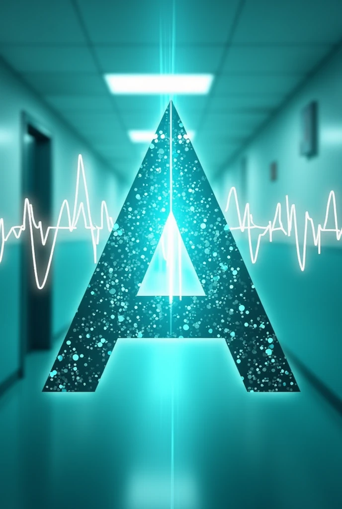 Logo with the initials “V” and “A” with a hospital background