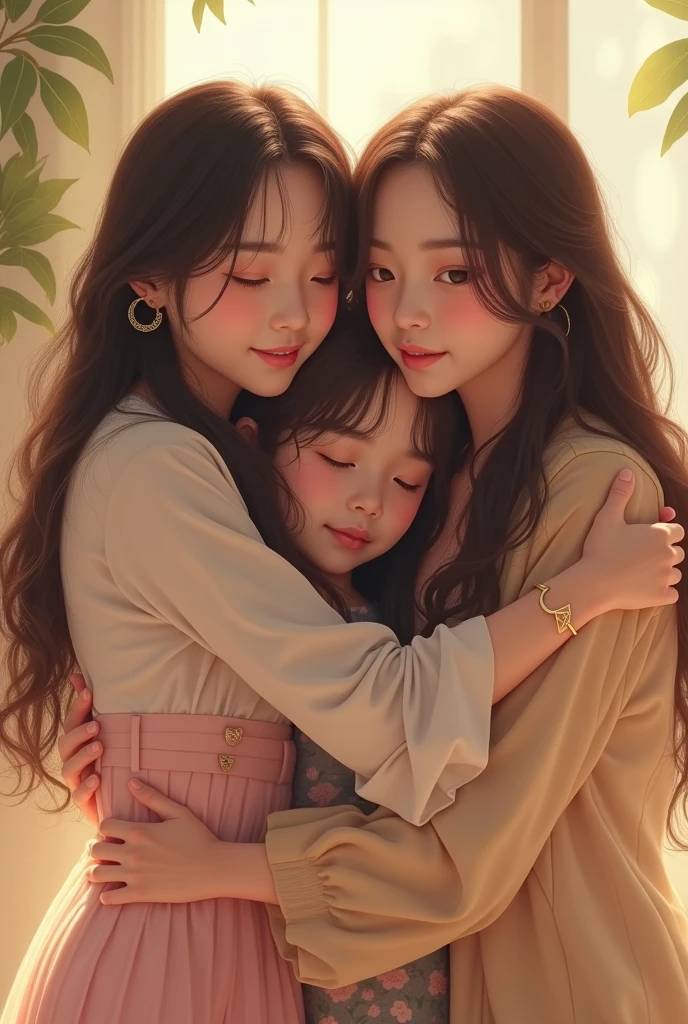 Me as Asian girl hug Jennie blackpink and Lisa blackpink