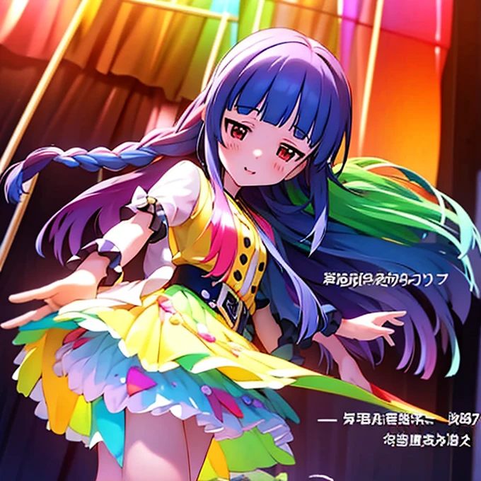 a close up of a person with colorful hair and a Rainbow Colors wig, rainbow hair overlay, Rainbow Colors hair, rainbow hair, Rainbow Colors, colorful hair, Colorful long hair, Kawaii Decoration RainbowCore, colorful braids, Hair coloring, colorful hair, Harajuku hair, cute colorful cute, half & half hair dye, Two-color Hair coloring agent bang dream 4th live, liveQR diagram, hololive, Anime cover, Detailed image, official artwork, game cover, Very detailed BD cover, live concert, Night Core, by Sengai, live, vivid), 2 days, QR diagram, singing, Sleeves, l7m, The album cover!, Use your index finger, visual novel cg, Lingchang