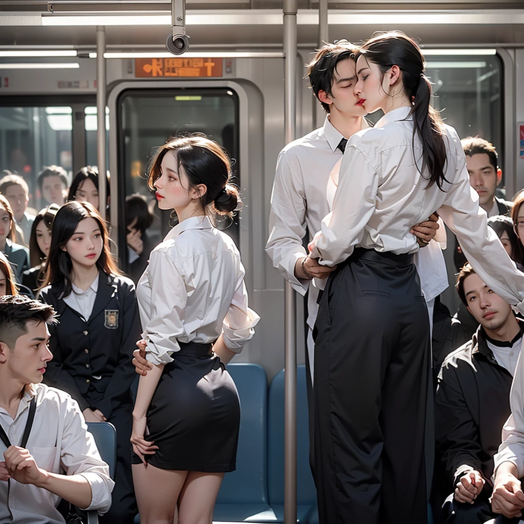 ((((Crazy behavior)))), 1 person, (Full Body Shot), 1 person, (((Woman Molestered))), (so beautiful), (Beautiful Face: 1.5), (((The woman has her hands tied behind her back))), is crying, (((Student uniform)))), ((((In a crowded train))), The man forcefully kisses her, (A man takes off his girlfriend's skirt: 1.5), (The man hugs her chest: 1.5), (At S.F.W.: 1.1), (((Pussy visible through shirt))), (Moans of pain: 1.3), (Ecstasy: 1.5),