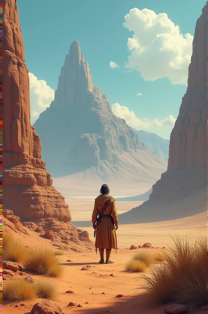 Human at a old desert beautiful view