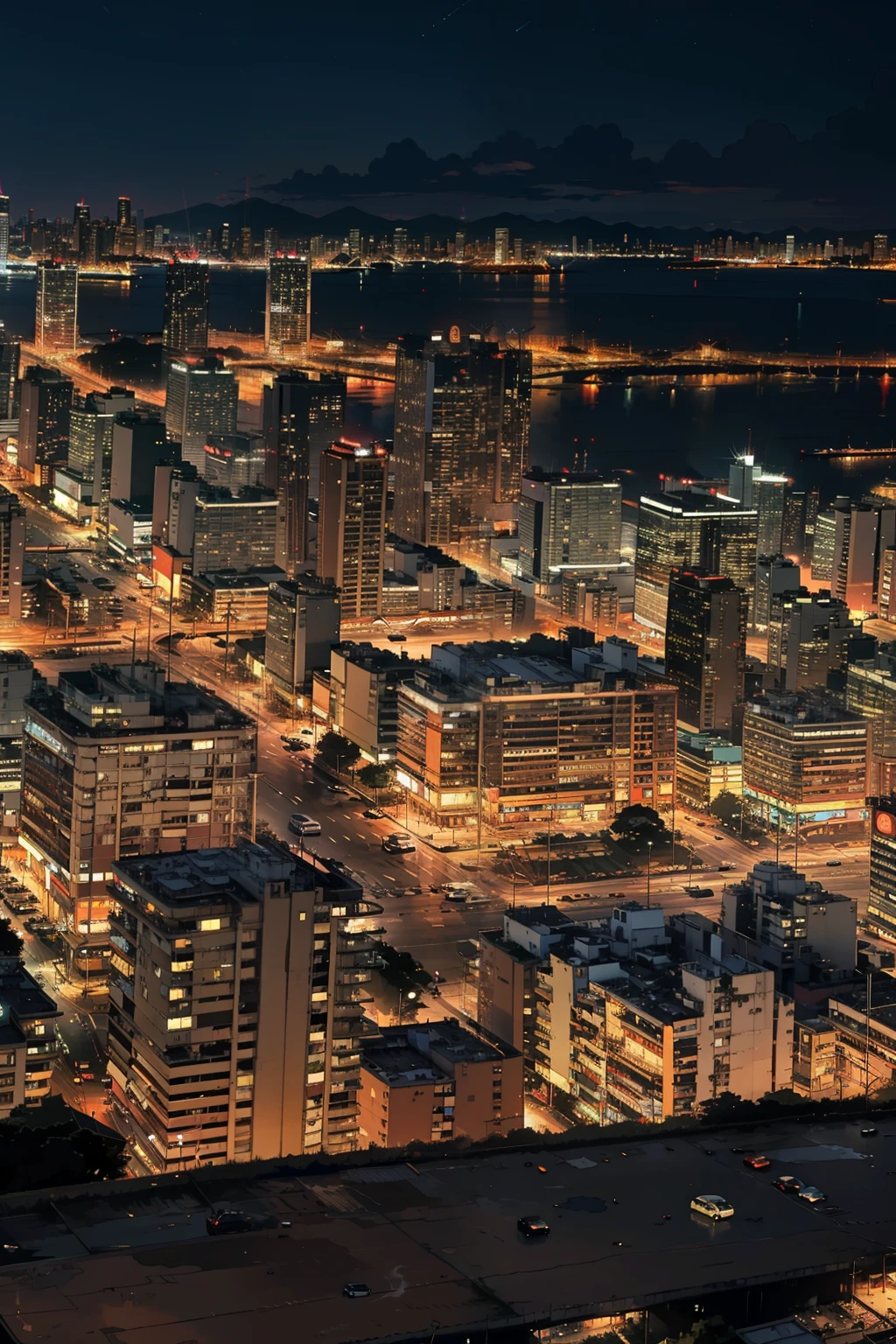 night、Sao Paulo City, Favela, pollution, garbage, Enlarge the, antenna (Panoramic images from afar)