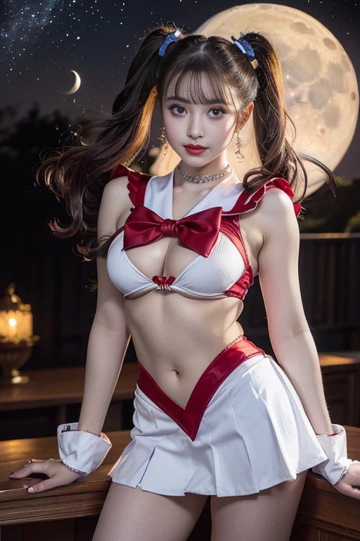 (Exquisitely crafted photo),(Realistic)),((Ultra-realistic),(Sharp focus)),((Highest Resolution)),((The most absurd nature),(masterpiece)),((Highest Quality Real Texture Skins)),(figure), (32K),(Best figure),((High quality textured hair)), (Perfect Proportions),((Anatomically correct)),((Perfect female body)), ((Normal, firm and full breasts:1.33)),Beautiful cheekbones,(so beautiful),(Highly detailed and realistic slim face),(ultra detailed eye),(tired and sleepy and satisfied:0.0),realistic brown_eye:1.4,perfect round eye,Detailed pupils,break,Detailed lips:1.3,compensate:1.2,(red_lipstick), (wallpaper), alone, (Dynamic pose), Cute Korean star female 22 years old, (Exquisitely craftedカラフルなナイロントップス((Exposed cleavage, Underbust:1.25))),((Uneven twin tails, smile, break,Short skirt (black|red), black belt, by bus)Exquisitely crafted:1.48),((Exposed thighs)), Clear facial features with crisp, realistic detail, Sony FE, 35mm, Soft Cinema Lighting,