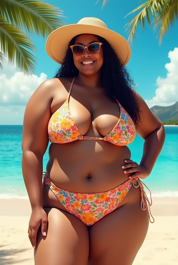 A fat woman in a bikini who weighs 500 pounds