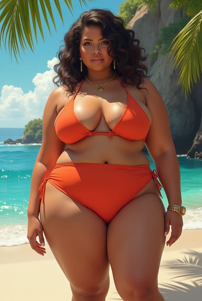 A fat woman in a bikini who weighs 200 kg