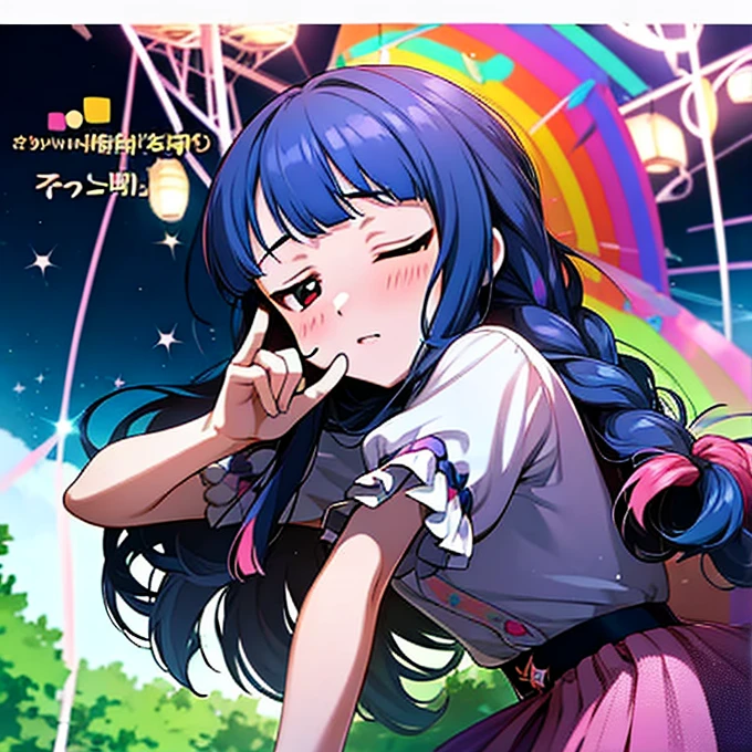 a close up of a person with colorful hair and a Rainbow Colors wig, rainbow hair overlay, Rainbow Colors hair, rainbow hair, Rainbow Colors, colorful hair, Colorful long hair, Kawaii Decoration RainbowCore, colorful braids, Hair coloring, colorful hair, Harajuku hair, cute colorful cute, half & half hair dye, Two-color Hair coloring agent bang dream 4th live, liveQR diagram, hololive, Anime cover, Detailed image, official artwork, game cover, Very detailed BD cover, live concert, Night Core, by Sengai, live, vivid), 2 days, QR diagram, singing, Sleeves, l7m, The album cover!, Use your index finger, visual novel cg, Lingchang