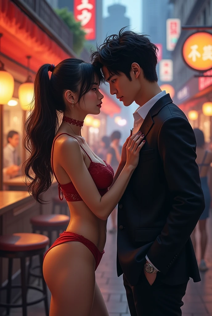  beautiful and hot Japanese girl trying to flirt with a guy