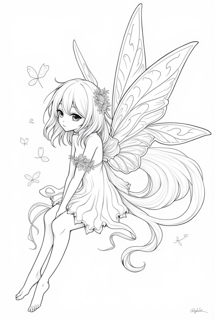 anime fairies coloring pages black and white