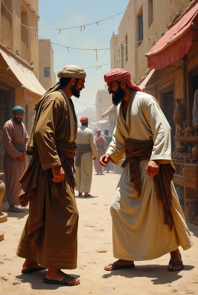 Two Arabs angry at each other in the year 1800