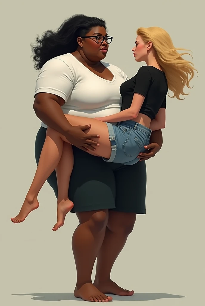 Picture of a fat man, who had a short buzz cut, hanging from a tree by his underwear with no pants and a blonde woman hugging and hanging next on him, giving him a wedgie, thicc, (sfw) safe for work, realistic , high realistic, higher realistic, sitting in her classroom, giant and fat,
