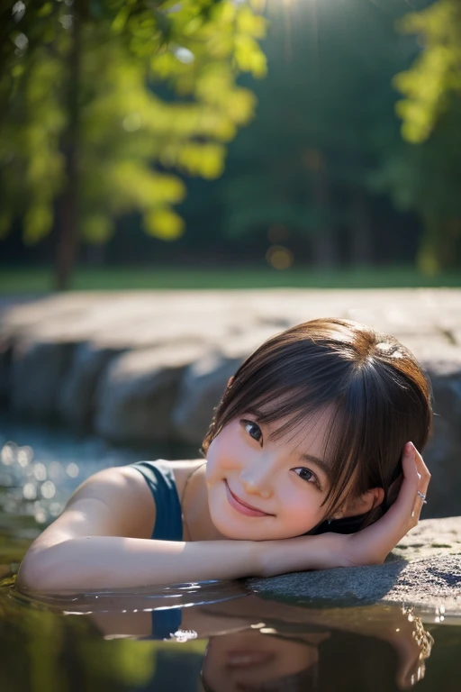 (8k, RAW photo, best quality, masterpiece), (photorealistic), outstanding details, ultra-high resolution, anatomically correct, textured skin, (Extremely precise and accurate anatomy),
Ultra Detailed Face, Detailed Eyes,
A girl making Jomon pottery,
(Cute Japanese girl), light smile,
cinematic lighting in the hair, hair light, wind in the hair,
A square in the forest.,
(backlighting),
(reflection light from below:1.4),
atmospheric perspective, depth of field,
(dramatic lighting), cinematic lighting,